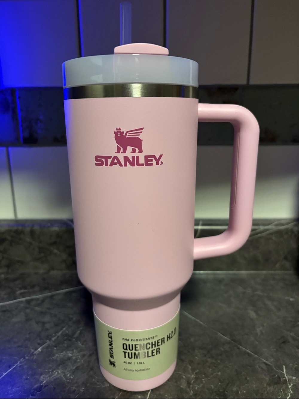 Stanley Pink Flowstate Quencher H2.0 Tumbler with Handle